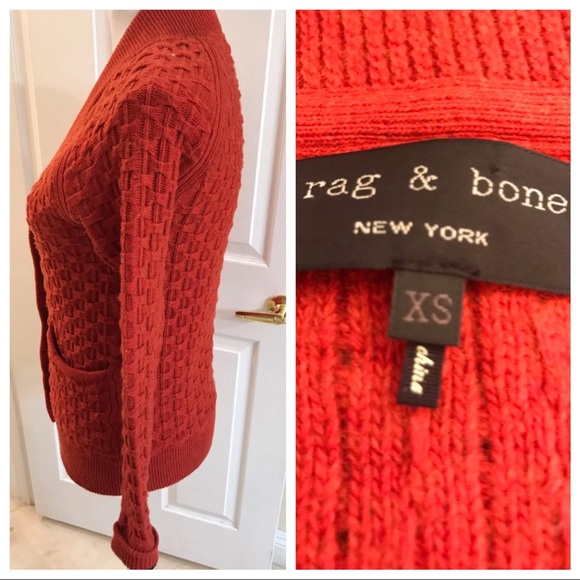 Retro Rag&Bone Red Knit Texture Cardigan - Picture 3 of 4